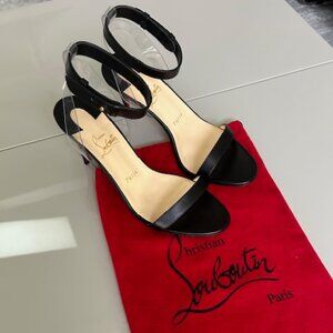 NEW CHRISTIAN LOUBOUTIN Jonatina Black/PVC Transparent Sandal; Size 39.5 (US 9)